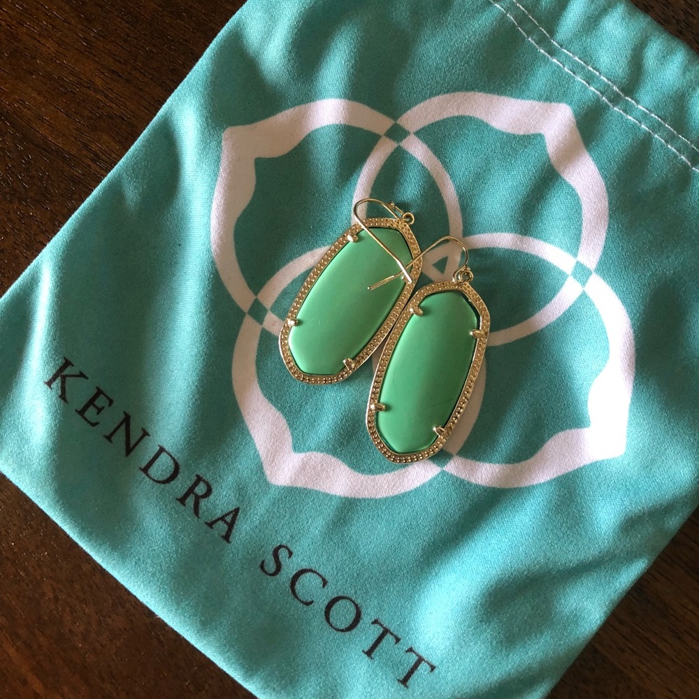 Kendra Scott dark mint green earrings